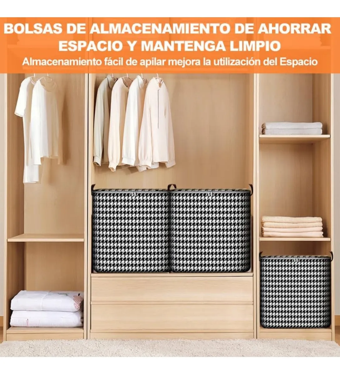 Foto 4 | 3 Bolsas Organizador Belug Ropa Almacenamiento Blanco Negro