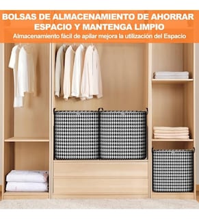 Foto 4 | 3 Bolsas Organizador Belug Ropa Almacenamiento Blanco Negro