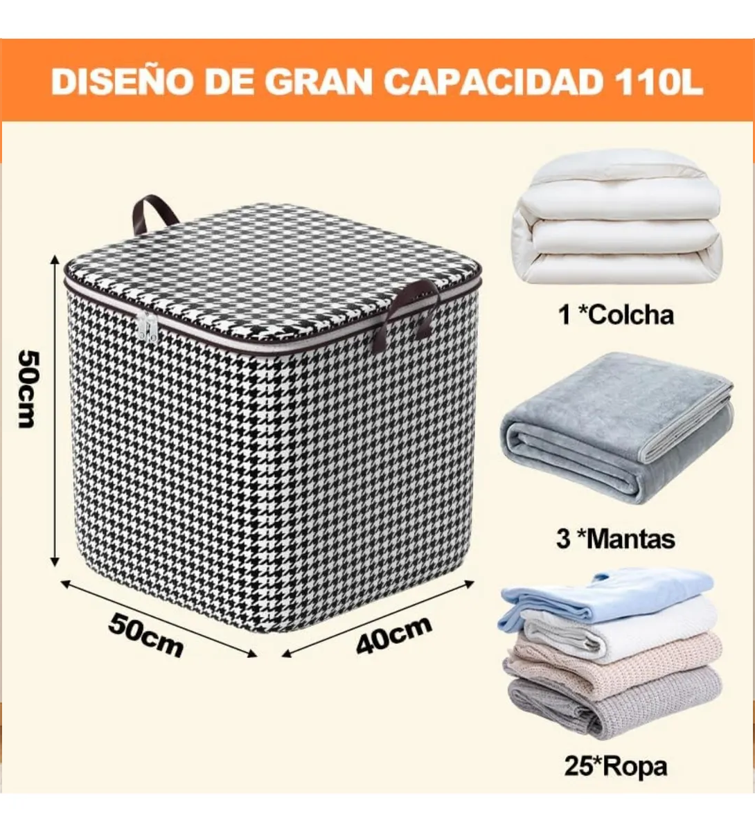 Foto 5 | 3 Bolsas Organizador Belug Ropa Almacenamiento Blanco Negro