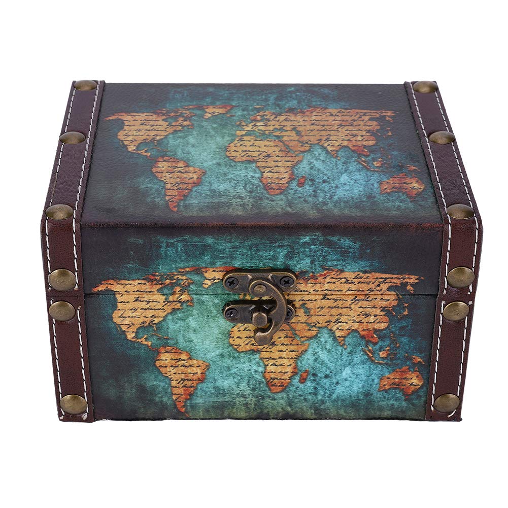 Foto 1 | Caja De Almacenamiento De Madera Estink European Vintage Green Map - Venta Internacional.