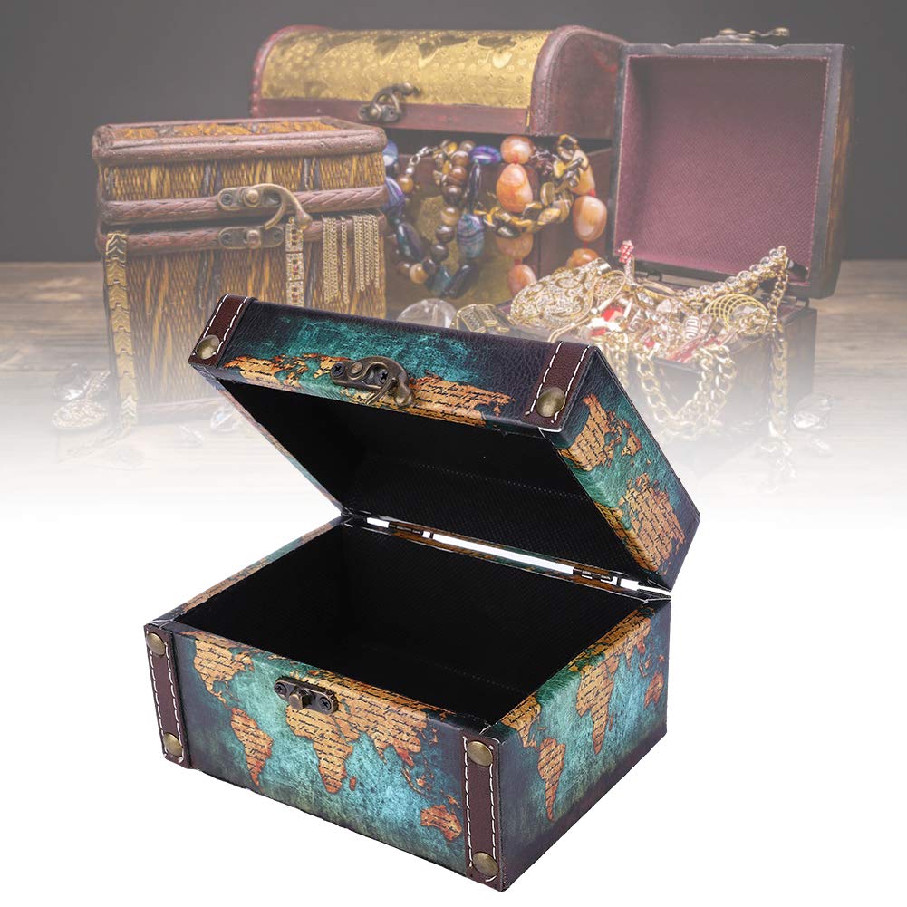 Foto 4 | Caja De Almacenamiento De Madera Estink European Vintage Green Map - Venta Internacional.