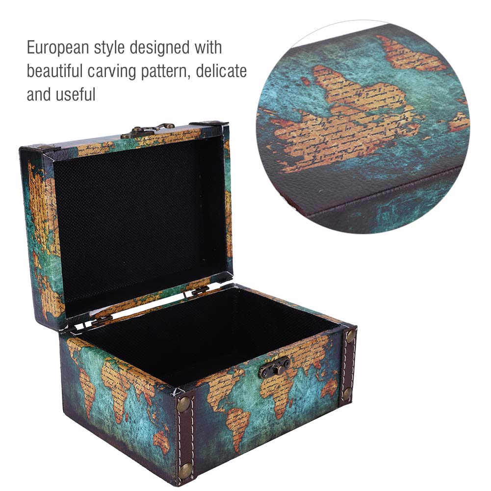 Foto 7 pulgar | Caja De Almacenamiento De Madera Estink European Vintage Green Map - Venta Internacional.