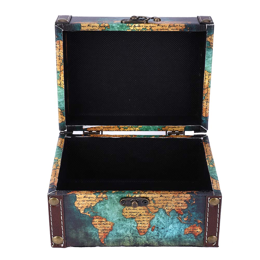 Foto 7 | Caja De Almacenamiento De Madera Estink European Vintage Green Map - Venta Internacional.