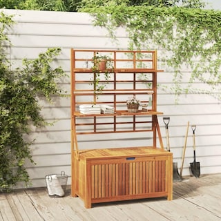 Foto 2 | Caja De Almacenamiento Para Patio Vidaxl De Madera Maciza De Acacia Con Enrejado 160 Cm - Venta Internacional.