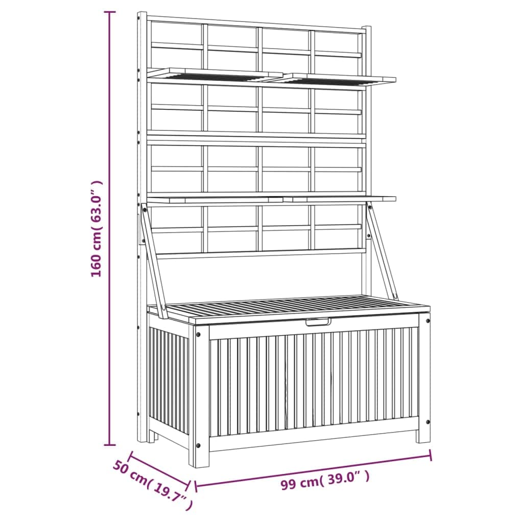 Foto 8 pulgar | Caja De Almacenamiento Para Patio Vidaxl De Madera Maciza De Acacia Con Enrejado  160 Cm - Venta Internacional.