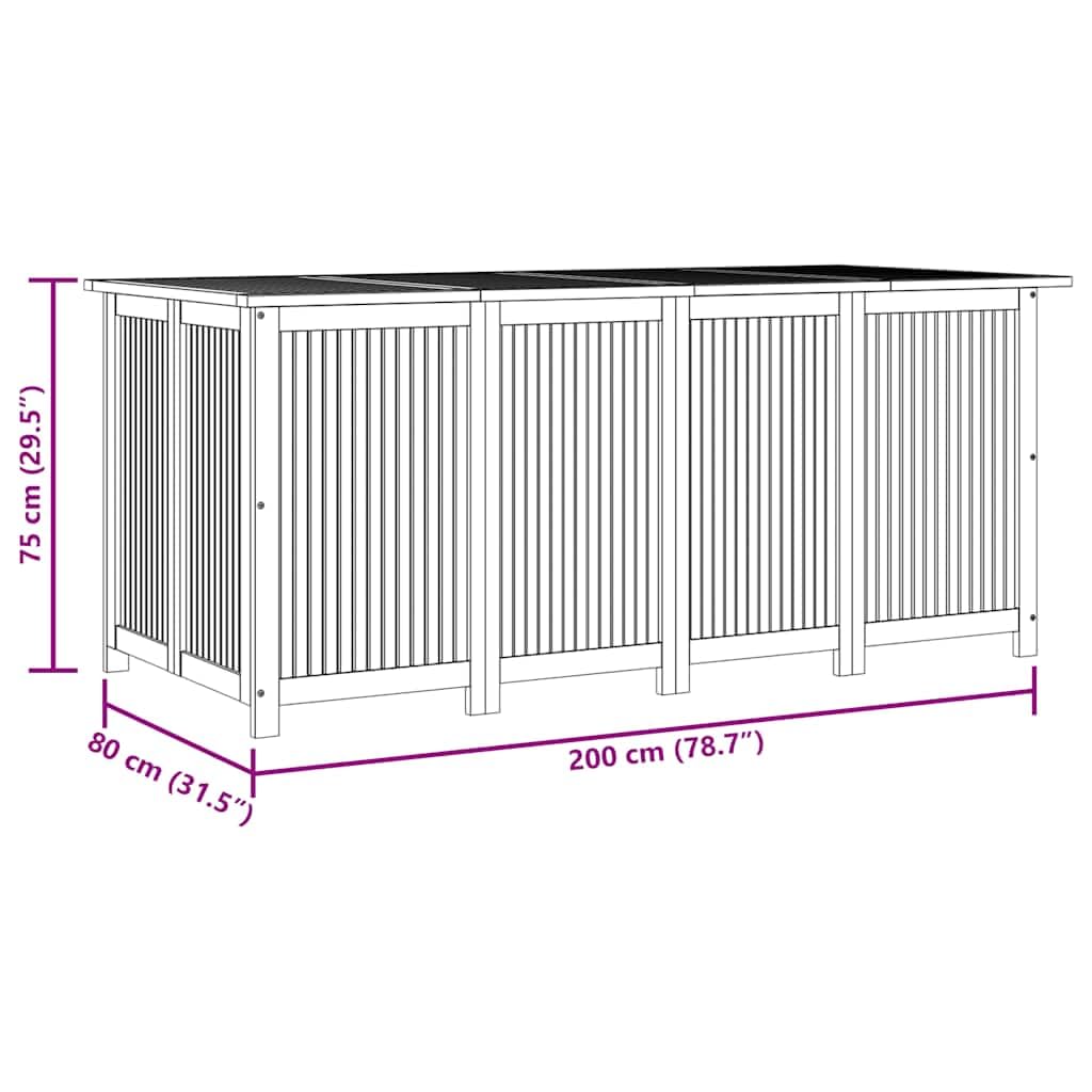 Foto 4 pulgar | Caja De Almacenamiento De Jardín Vidaxl Para Exteriores De Madera Maciza De Acacia  200 X 80 X 75 Cm - Venta Interna