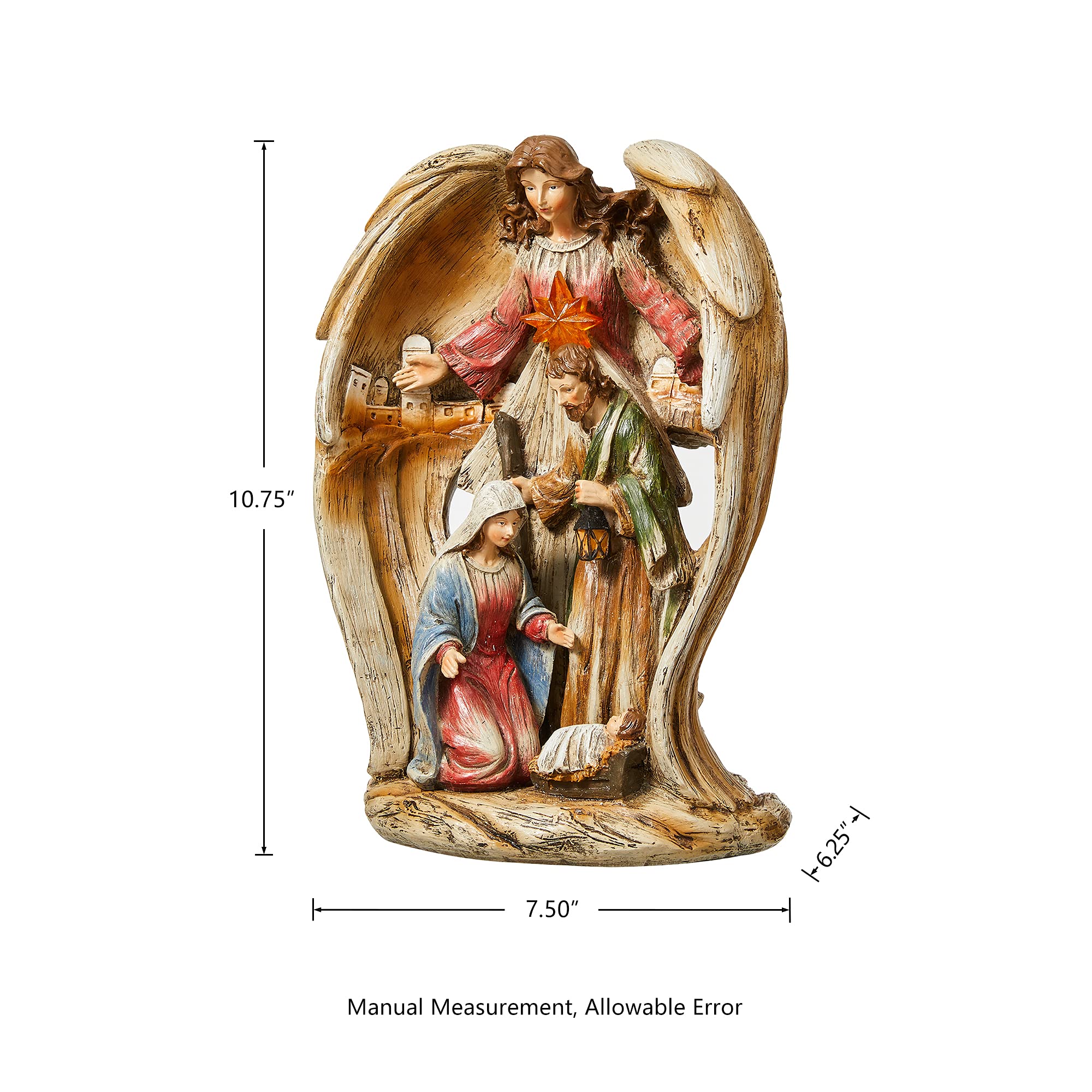 Foto 3 pulgar | Figura De Belén De La Sagrada Familia De Glitzhome Con Ángel Guardián - Venta Internacional.