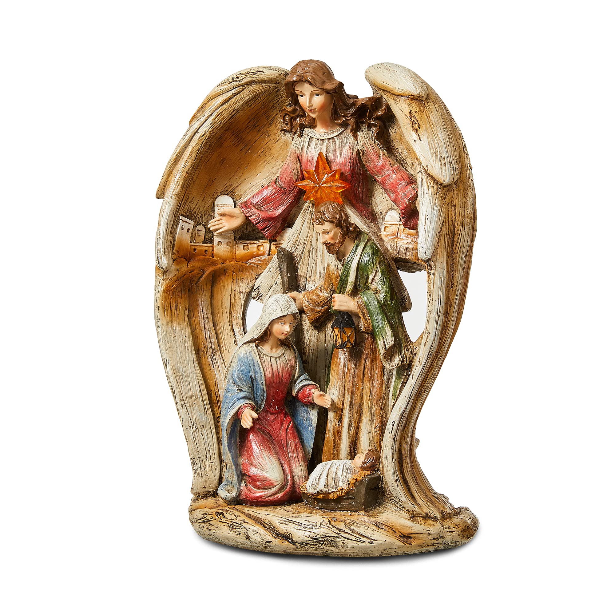 Foto 4 pulgar | Figura De Belén De La Sagrada Familia De Glitzhome Con Ángel Guardián - Venta Internacional.