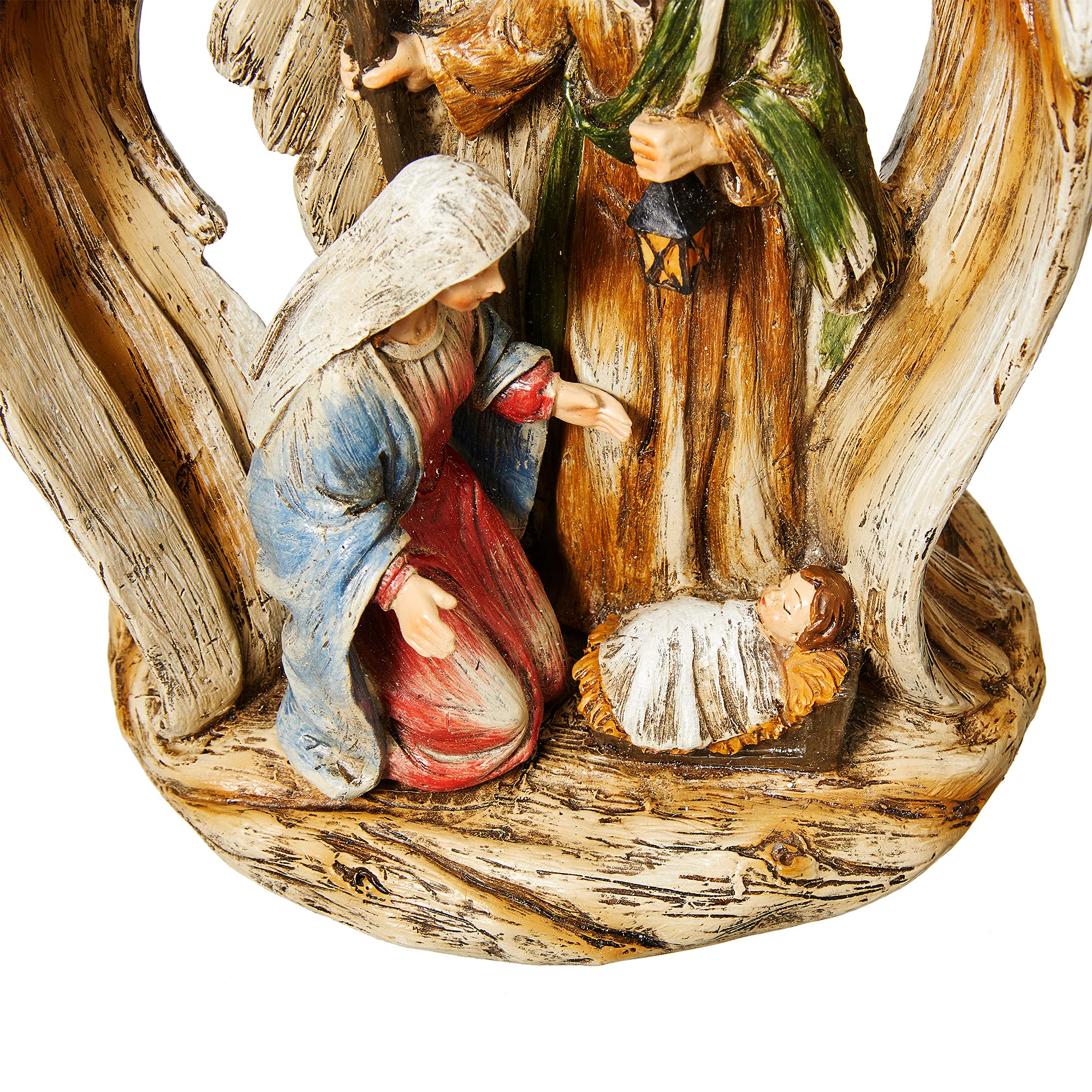 Foto 5 pulgar | Figura De Belén De La Sagrada Familia De Glitzhome Con Ángel Guardián - Venta Internacional.