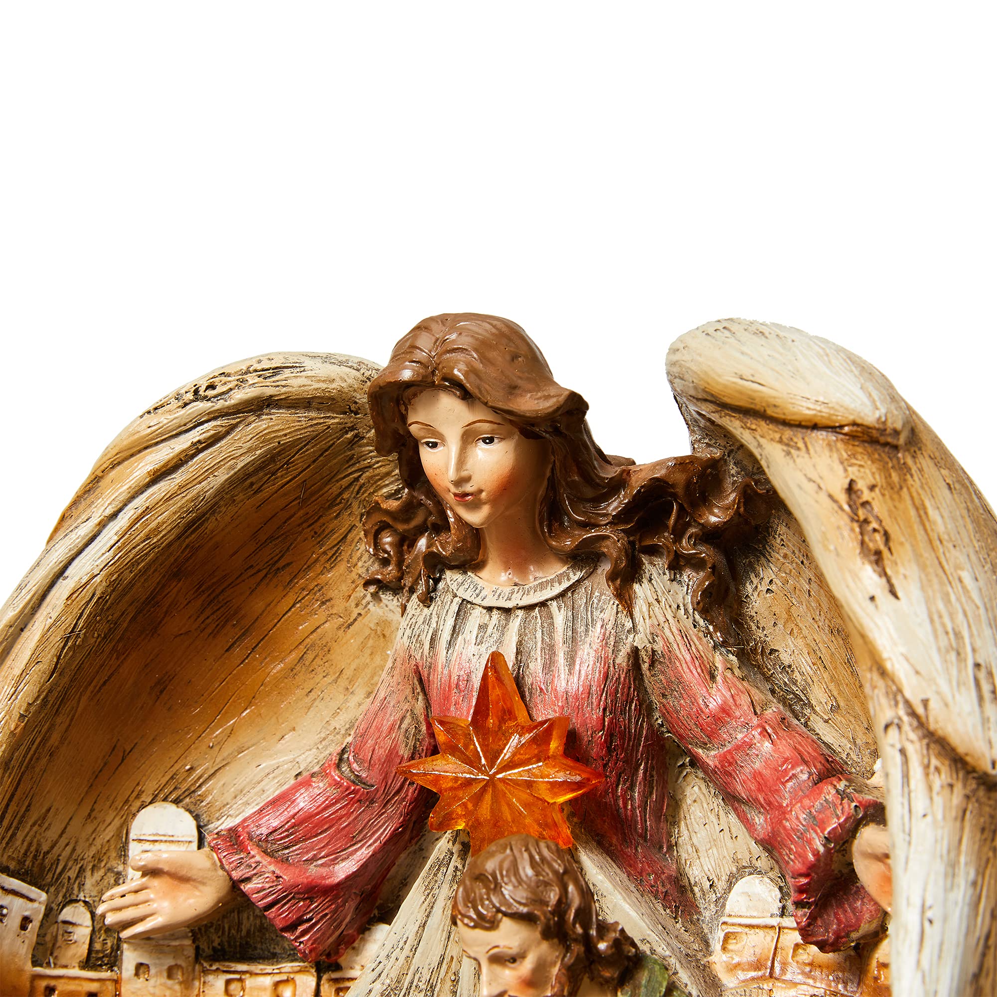 Foto 7 pulgar | Figura De Belén De La Sagrada Familia De Glitzhome Con Ángel Guardián - Venta Internacional.