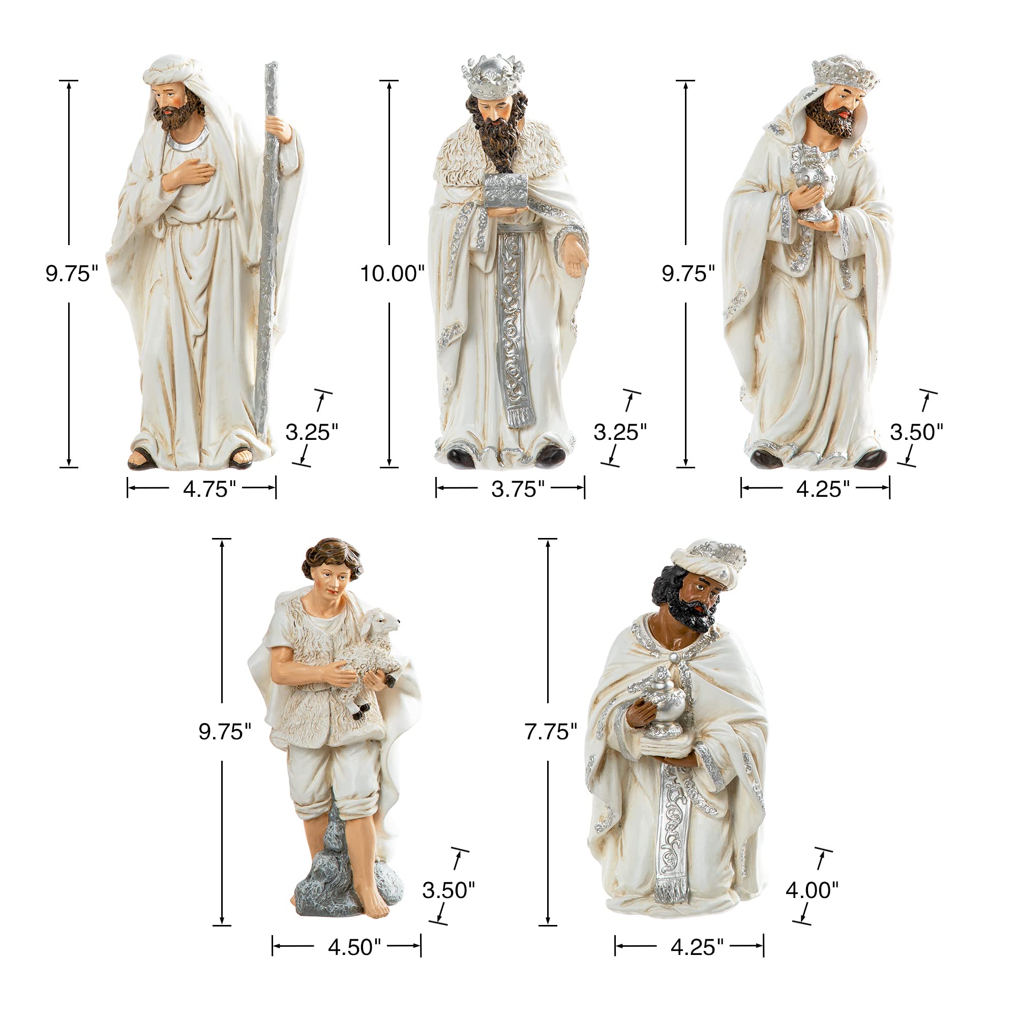 Foto 4 pulgar | Set De Figuras Navideñas Glitzhome De Resina Marfil, 12 Unidades - Venta Internacional.