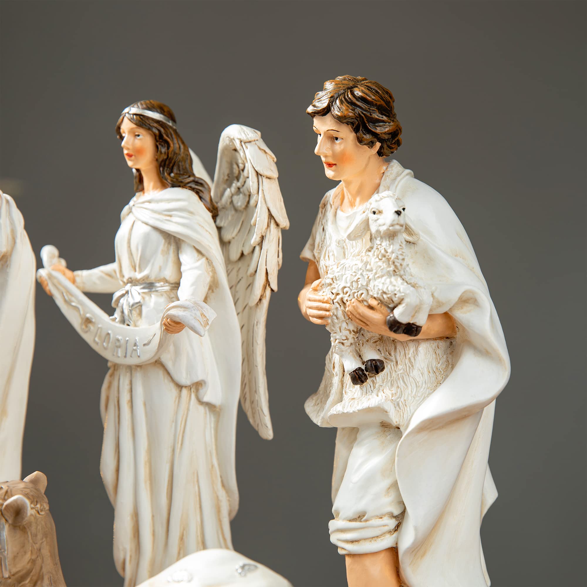 Foto 7 | Set De Figuras Navideñas Glitzhome De Resina Marfil, 12 Unidades - Venta Internacional.