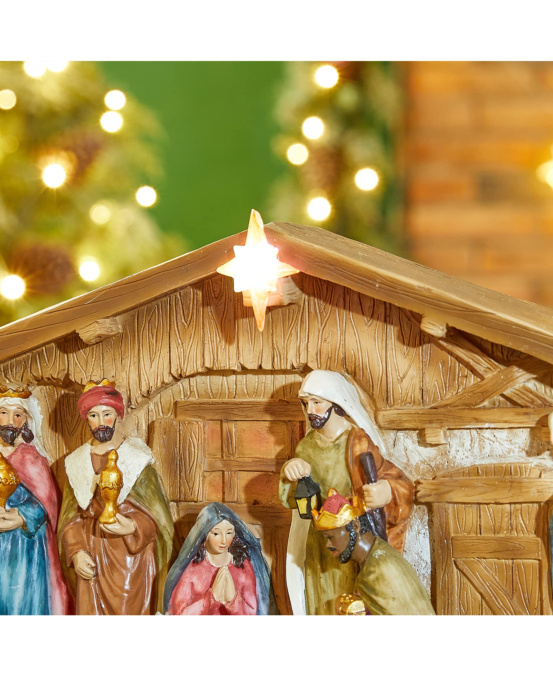 Foto 7 pulgar | Figuras Navideñas De Resina Iluminadas Glitzhome, 32 Cm - Venta Internacional.