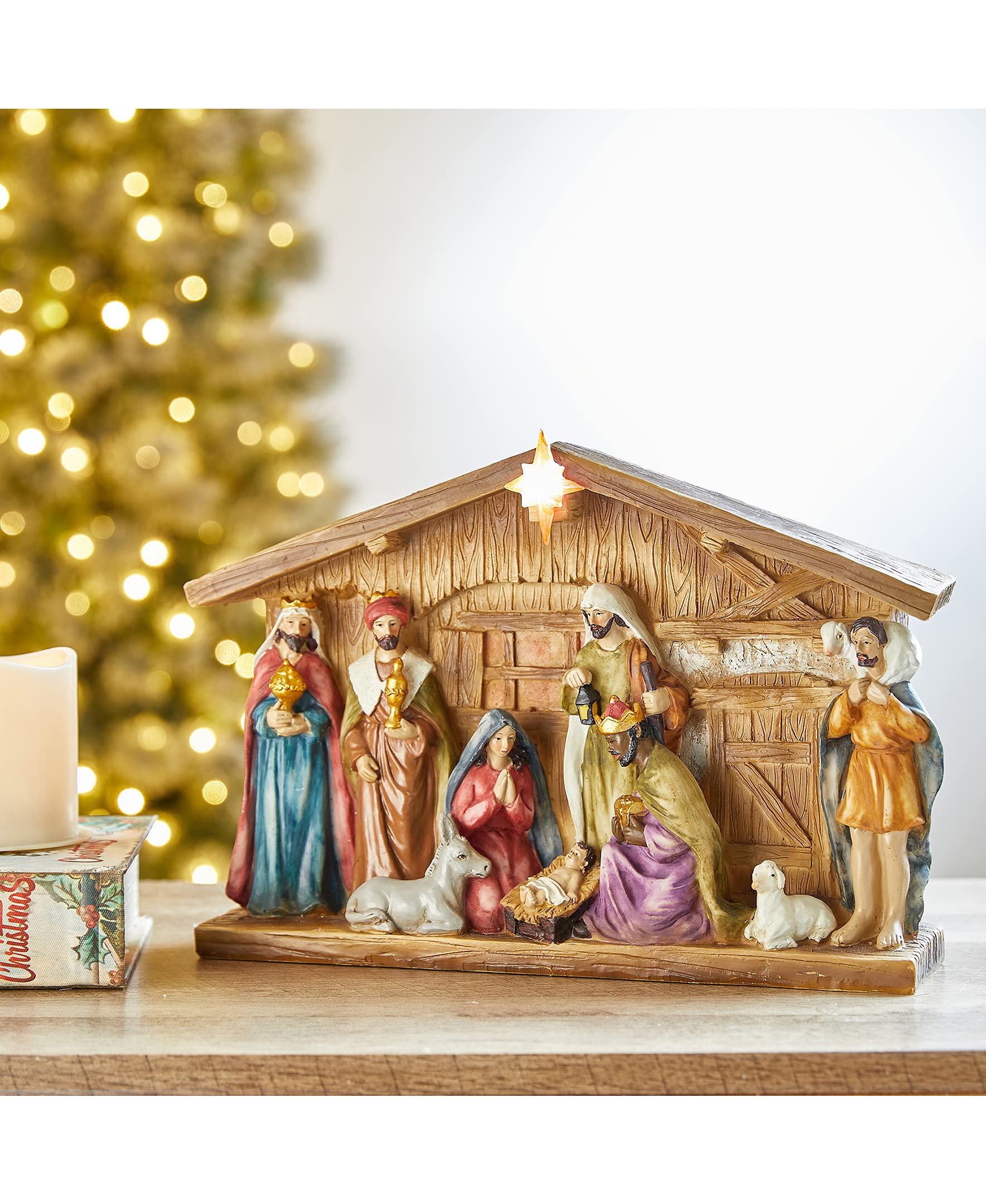 Foto 8 pulgar | Figuras Navideñas De Resina Iluminadas Glitzhome, 32 Cm - Venta Internacional.