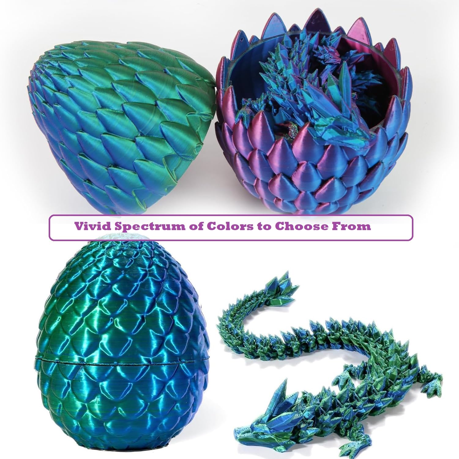 Foto 4 pulgar | Cristal De Dragón Impreso En 3d Articulado Con Huevo De Dragón Dorado - Venta Internacional.