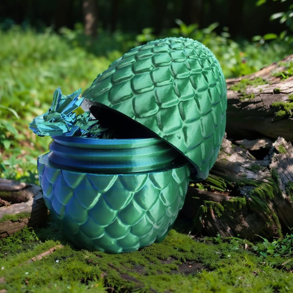 Foto 4 | Cristal De Dragón Impreso En 3d Articulado Con Huevo De Dragón Dorado - Venta Internacional.