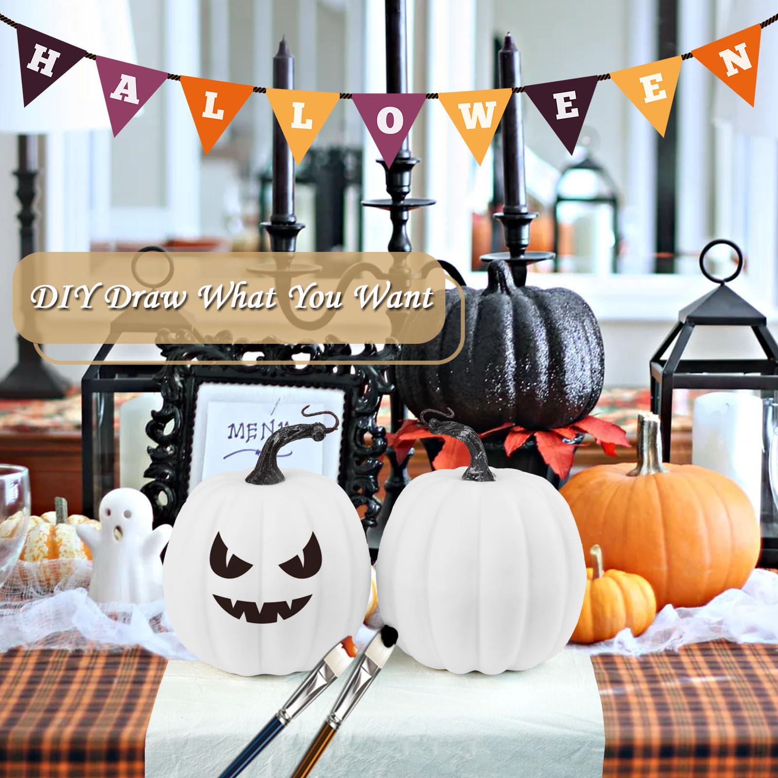 Foto 4 pulgar | Calabazas Decorativas Artmag Blancas 4 Piezas-Venta Internacional