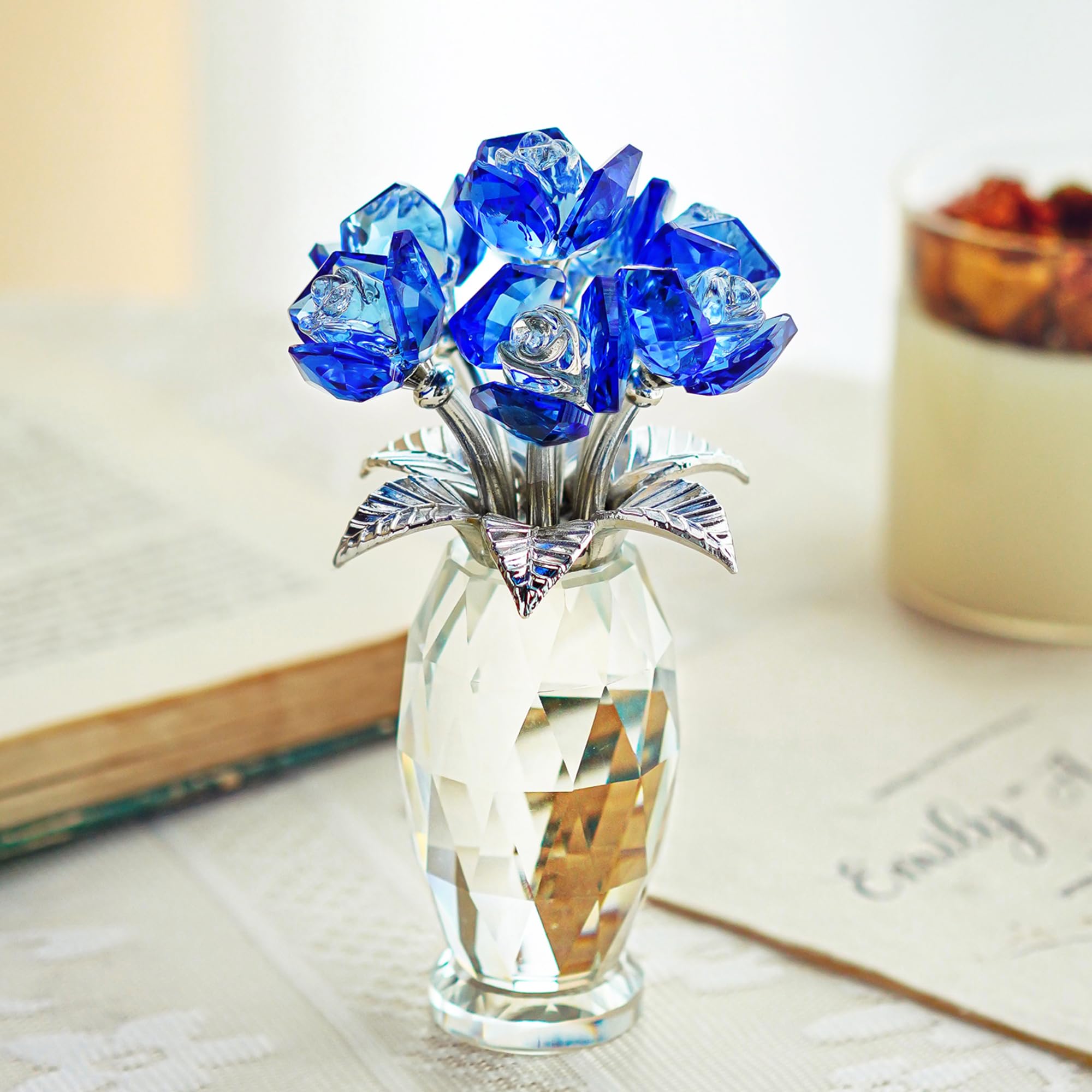 Foto 3 pulgar | Pisapapeles Crystal Flower H&d Hyaline & Dora Blue Rose - Venta Internacional.