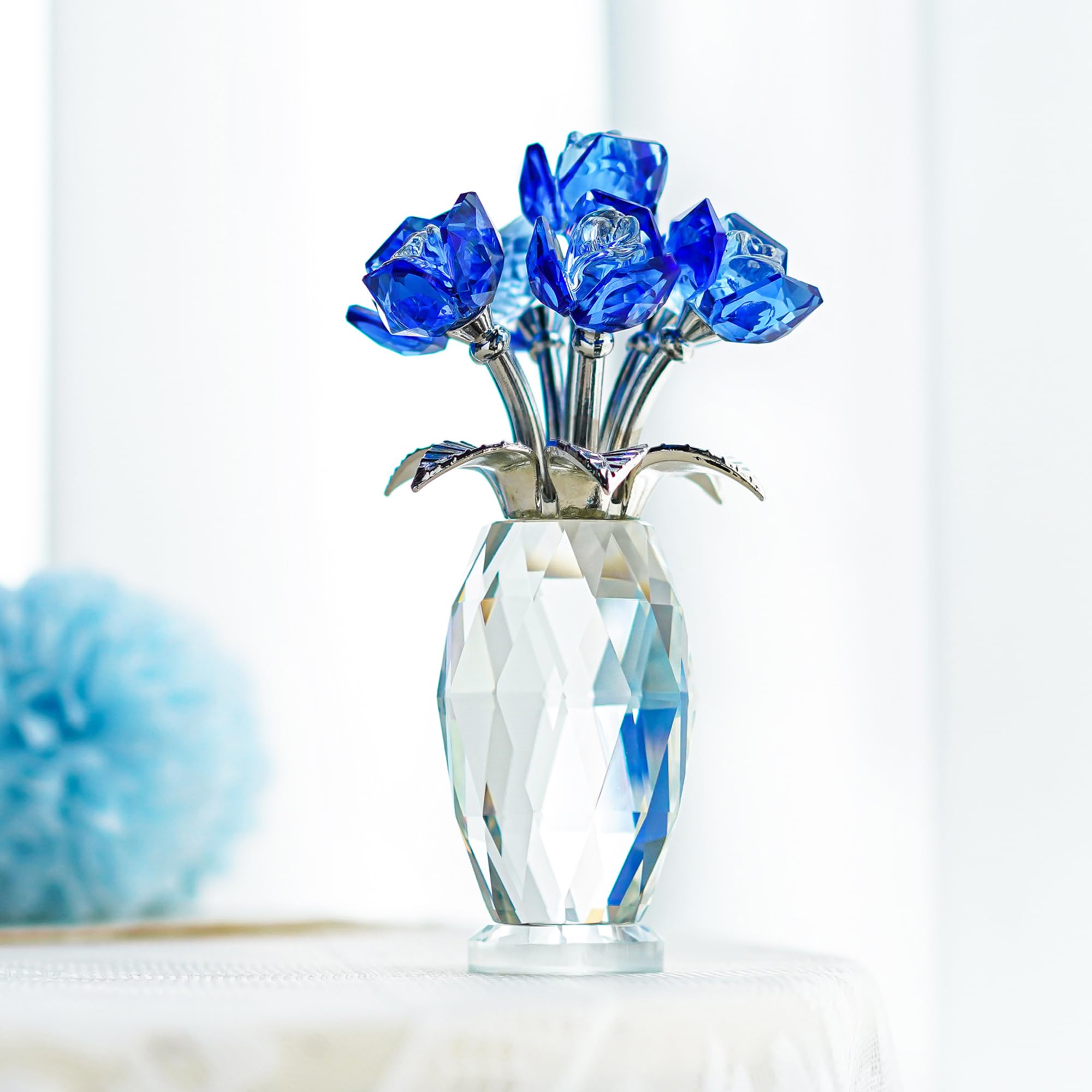 Foto 8 pulgar | Pisapapeles Crystal Flower H&d Hyaline & Dora Blue Rose - Venta Internacional.