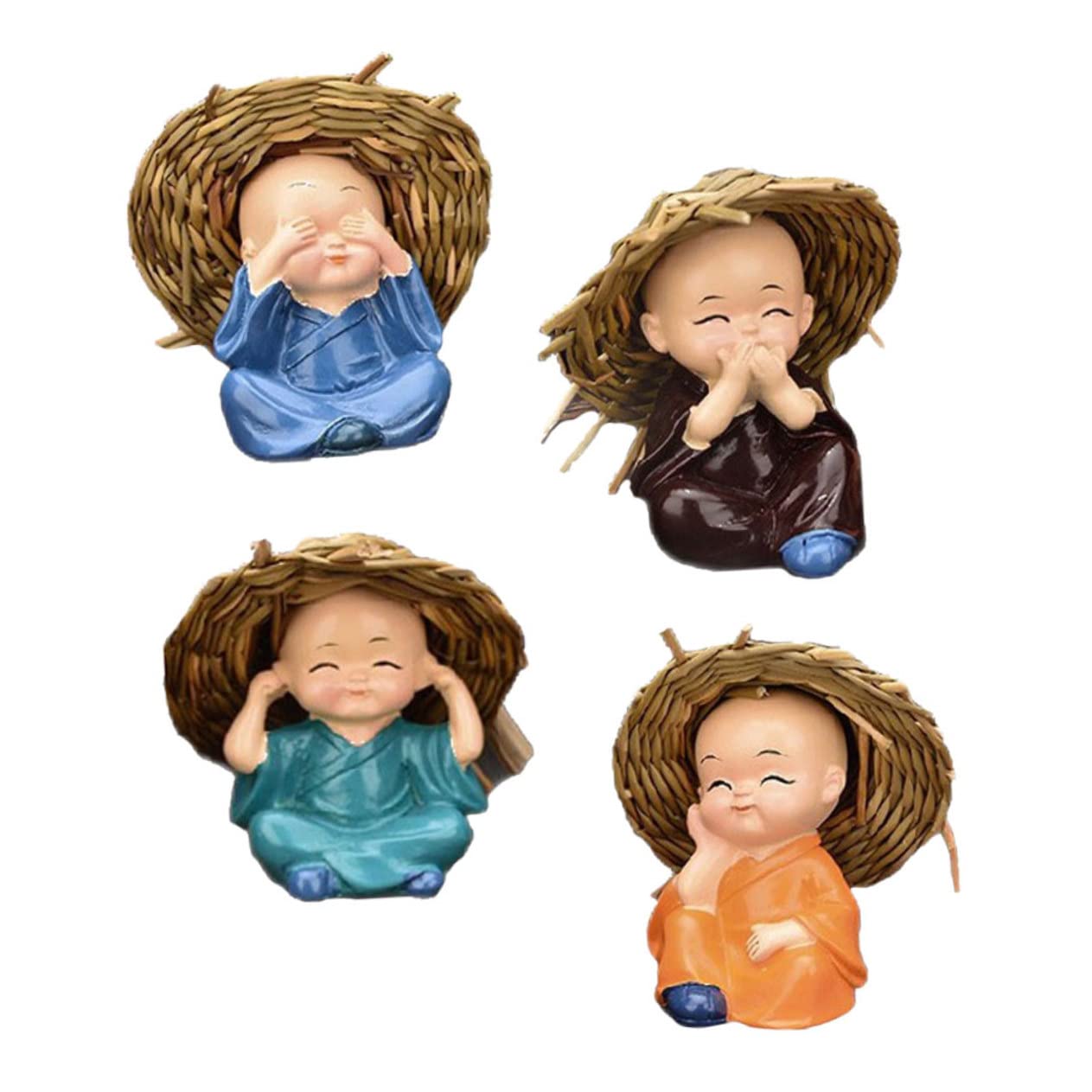 Foto 1 | Figuras Feltechelectr Little Monk De Resina Para Decoración De Coches, 4 Unidades - Venta Internacional.