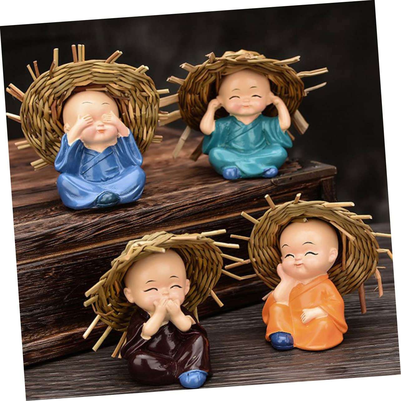 Foto 5 pulgar | Figuras Feltechelectr Little Monk De Resina Para Decoración De Coches, 4 Unidades - Venta Internacional.