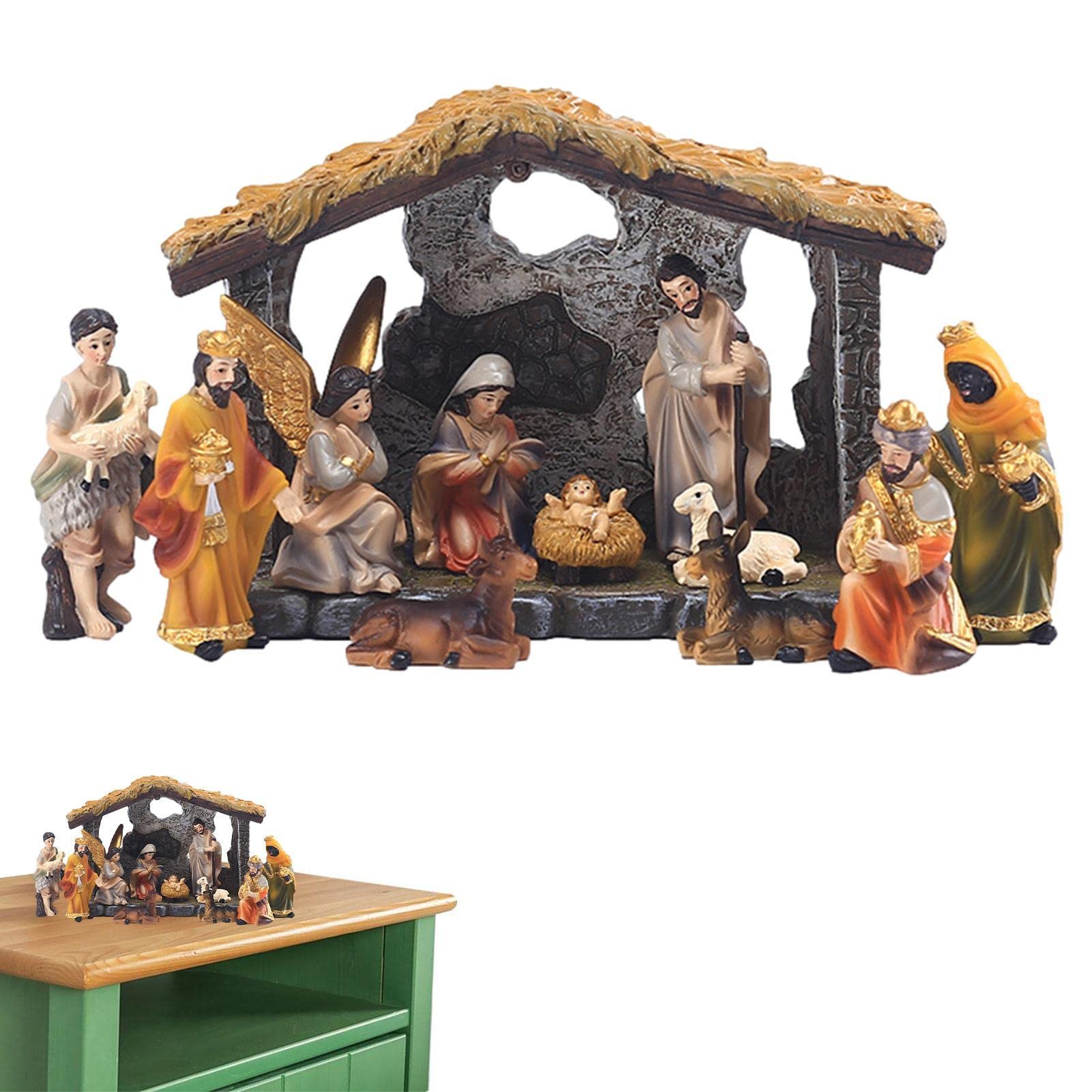 Foto 2 pulgar | Set De Figuras De Resina Para Interiores Con Forma De Pesebre Lafande - Venta Internacional.