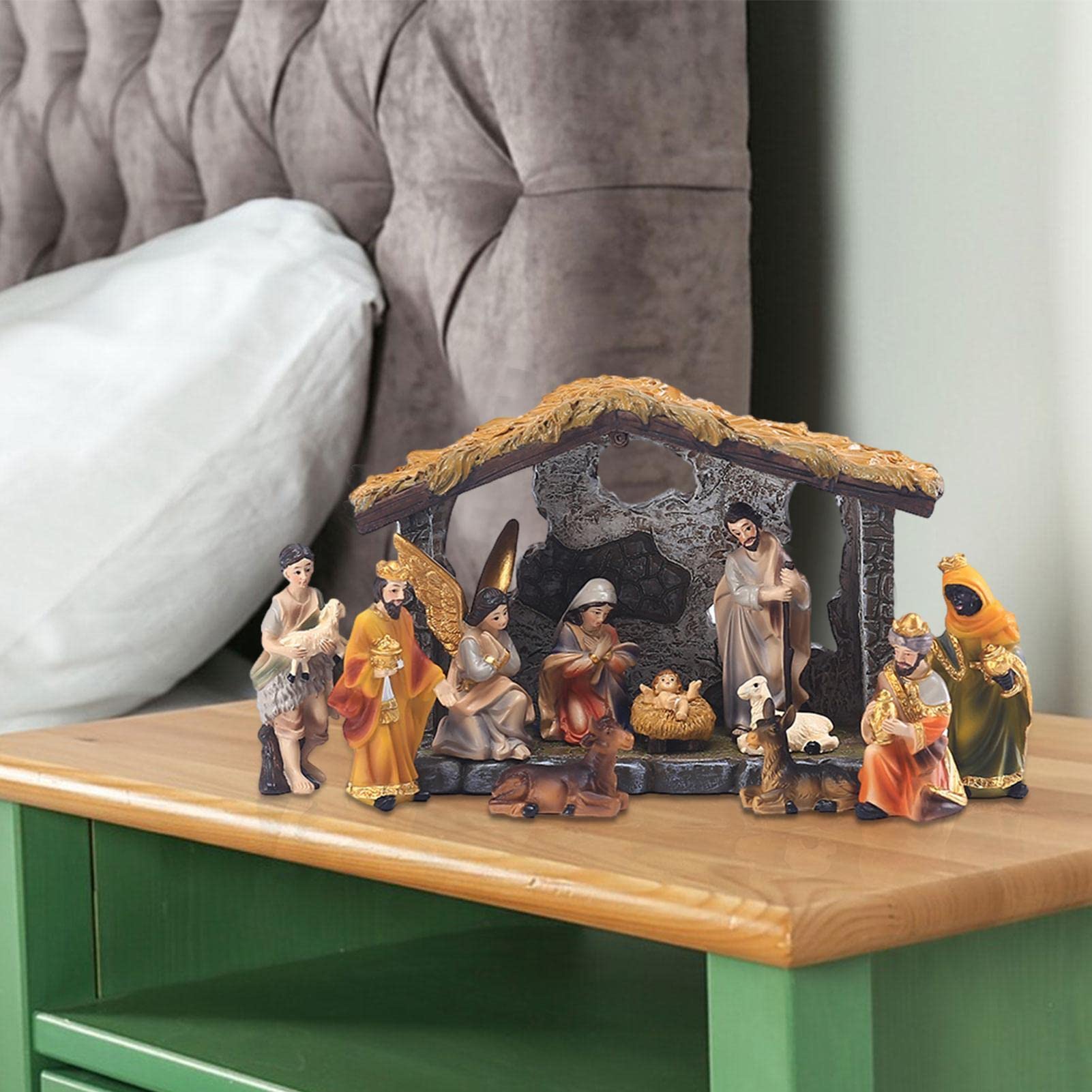 Foto 3 pulgar | Set De Figuras De Resina Para Interiores Con Forma De Pesebre Lafande - Venta Internacional.