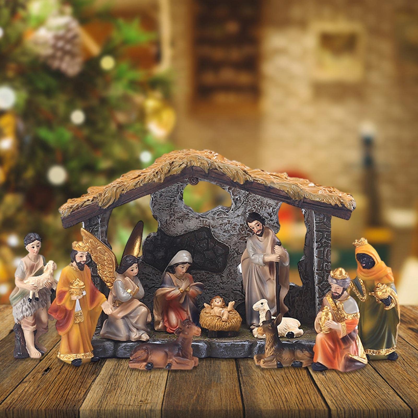 Foto 4 pulgar | Set De Figuras De Resina Para Interiores Con Forma De Pesebre Lafande - Venta Internacional.