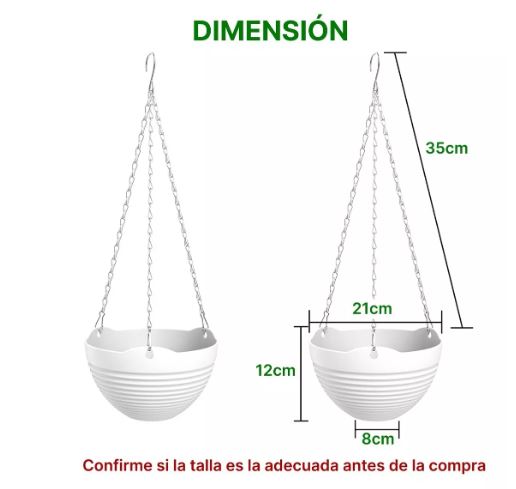Foto 3 pulgar | Macetas de Plástico Colgantes con Gancho  Blanco