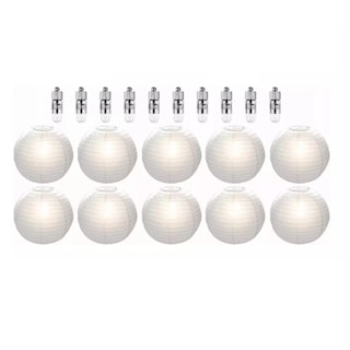 Foto 1 | 10 Lamparas Chinas De Papel Y 10 Amarillo Cálido Focos Led Eo Safe Imports Esi-17154 Blanco