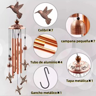 Foto 2 | Colibrí Campana De Viento Patio Eo Safe Imports Esi-18567 Cobre