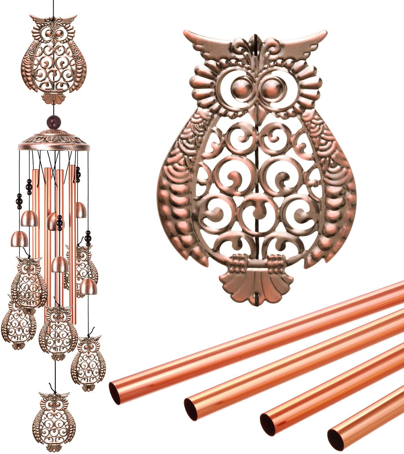 Foto 2 pulgar | Móvil Portátil Wind Chimes Owl Decor Con 7 Campanas De Aluminio - Venta Internacional.
