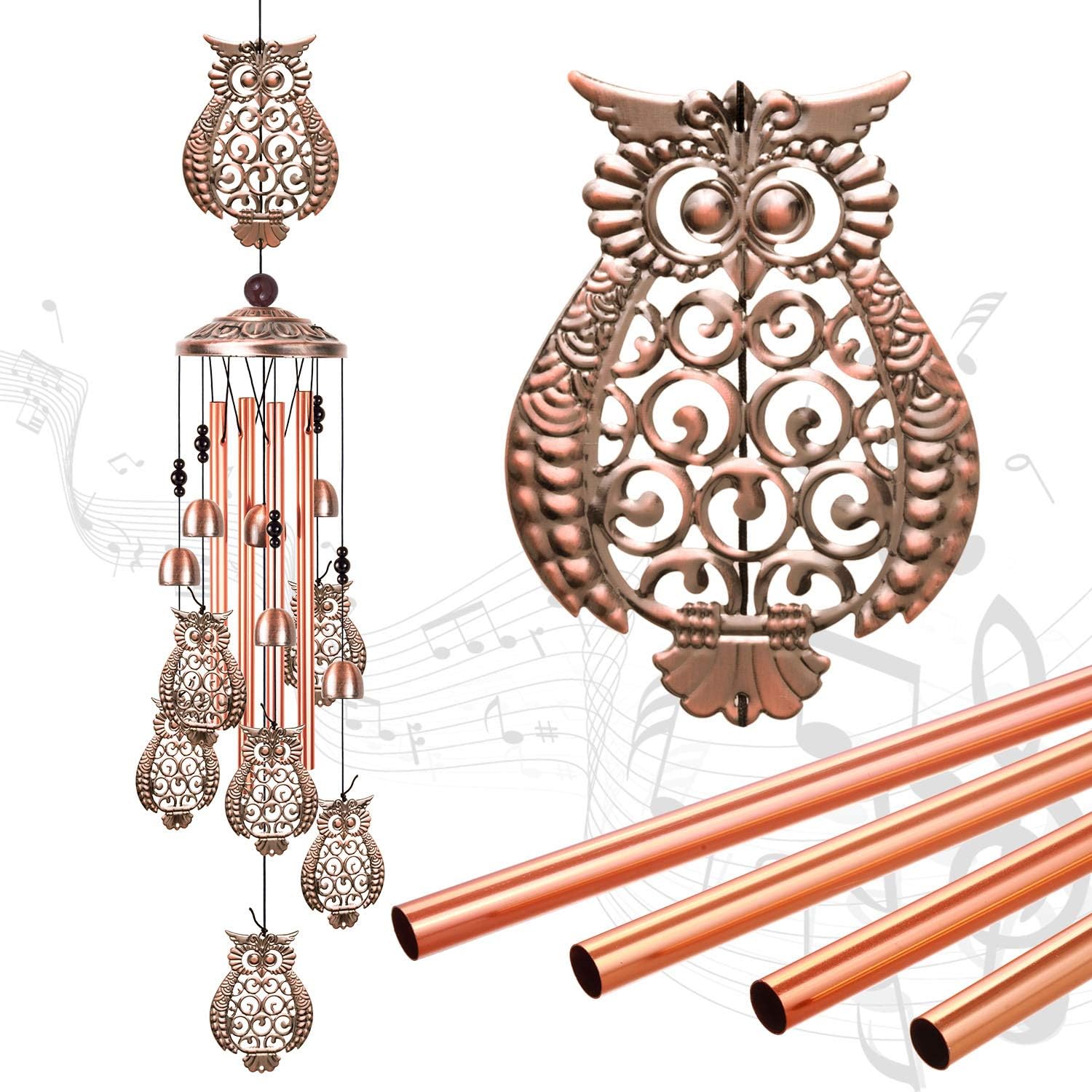 Foto 6 pulgar | Móvil Portátil Wind Chimes Owl Decor Con 7 Campanas De Aluminio - Venta Internacional.