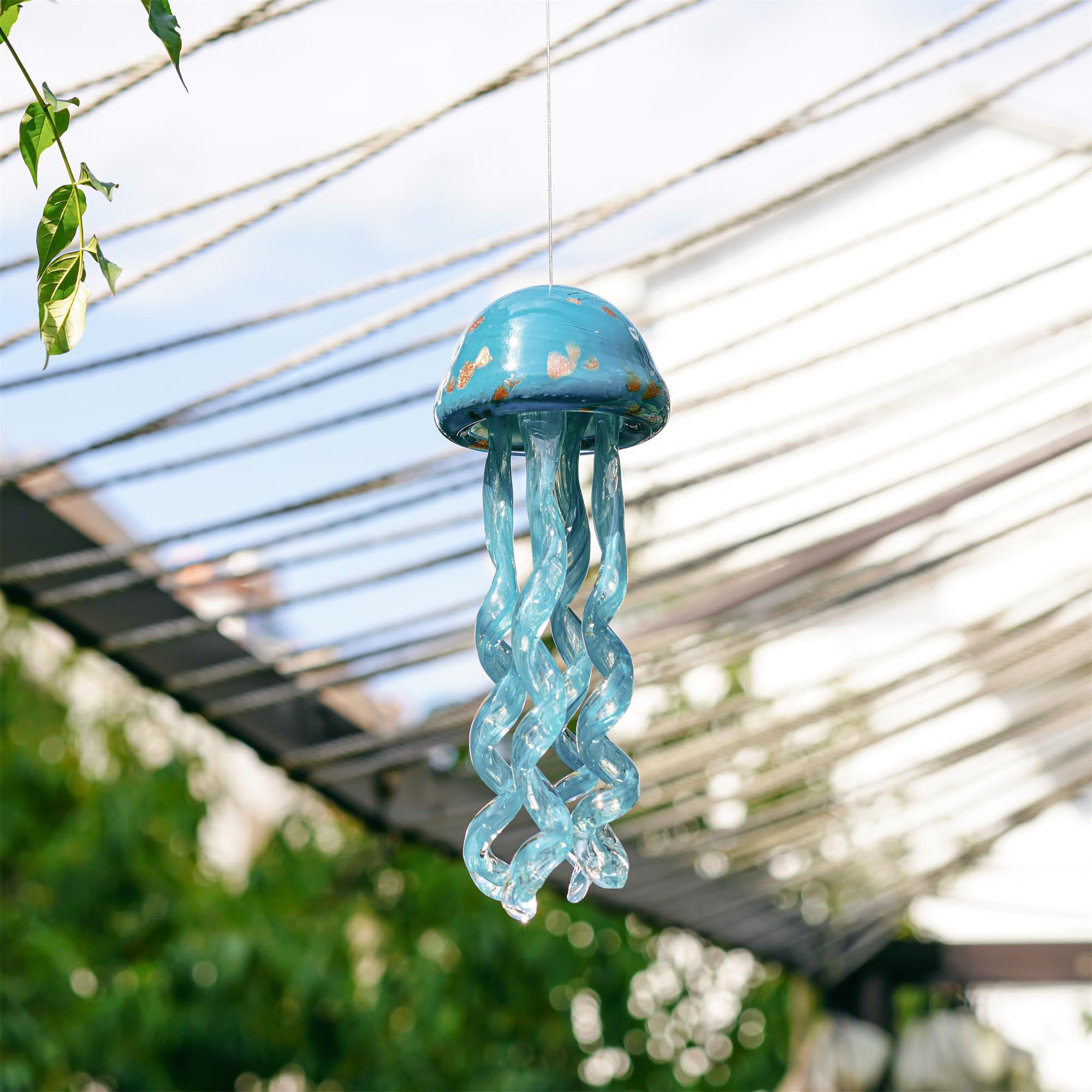Foto 6 pulgar | Wind Chime H&d Hyaline & Dora, Cristal Soplado A Mano, Medusas - Venta Internacional.