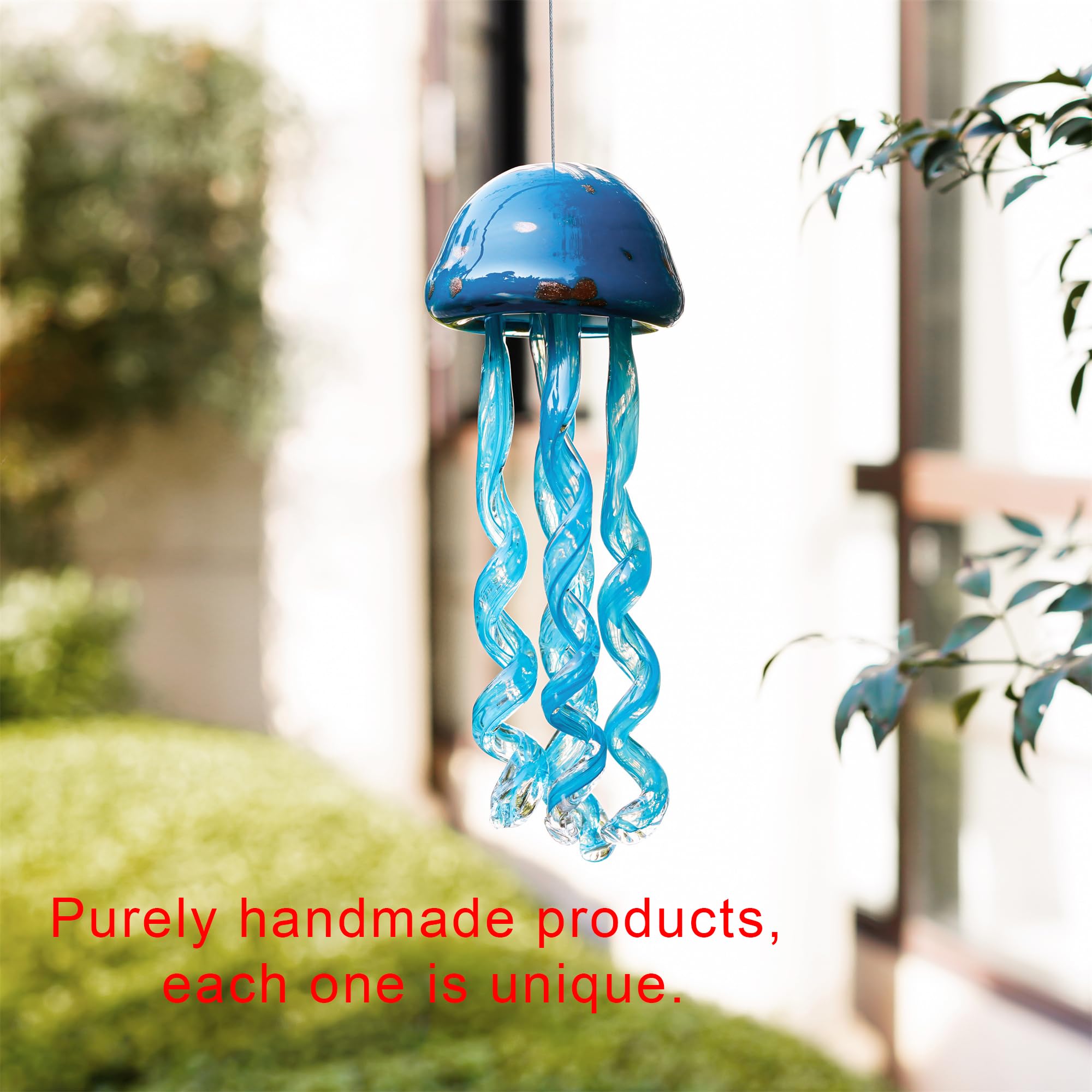 Foto 8 pulgar | Wind Chime H&d Hyaline & Dora, Cristal Soplado A Mano, Medusas - Venta Internacional.