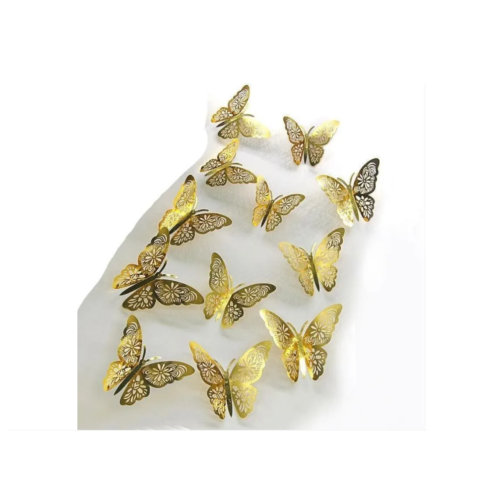Foto 3 pulgar | Decoracion Mariposas 3d Para Pared 144 Pcs Color Dorado