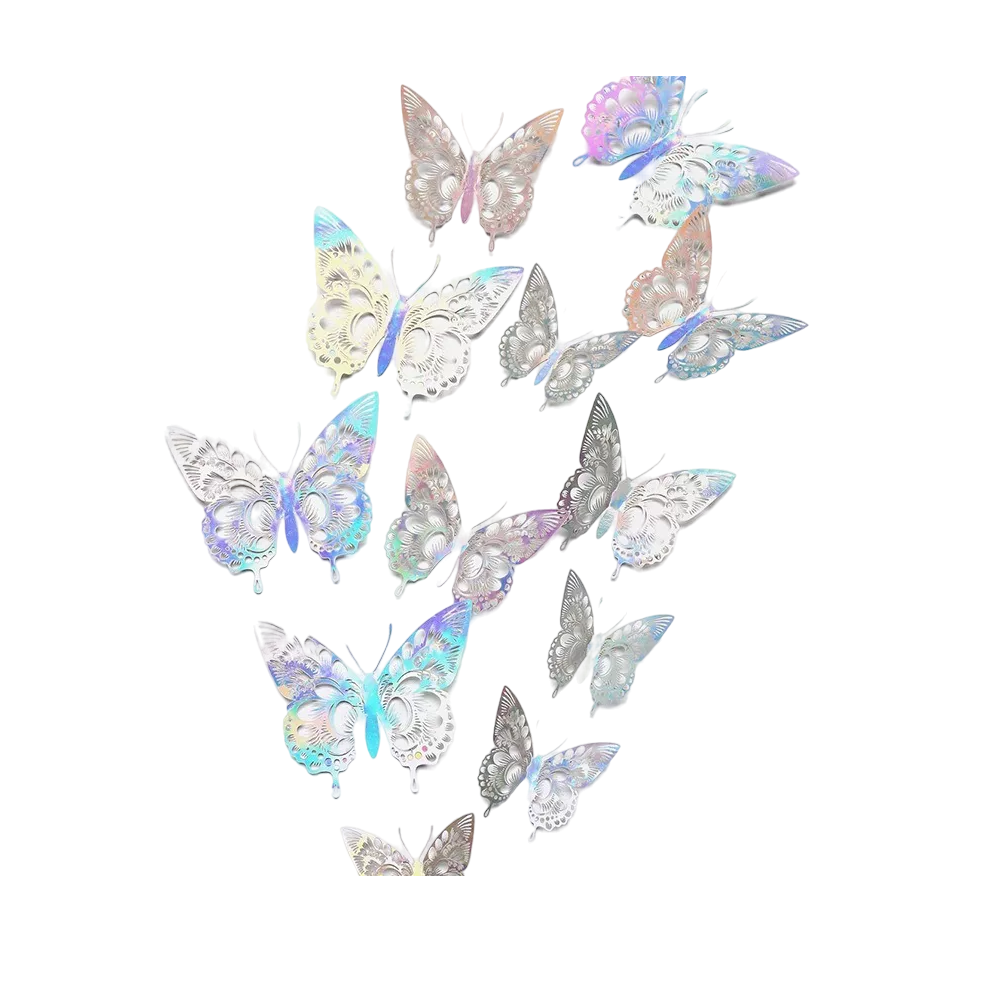 Foto 1 | Decoración Mariposas 3d Belug Pared Colores Metálicos Hueco Plata Laser