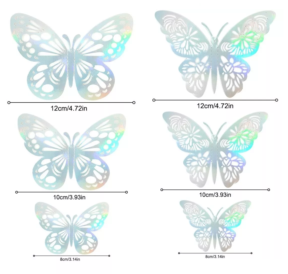 Foto 5 pulgar | Decoración Mariposas 3d Belug Pared Colores Metálicos Hueco Plata Laser