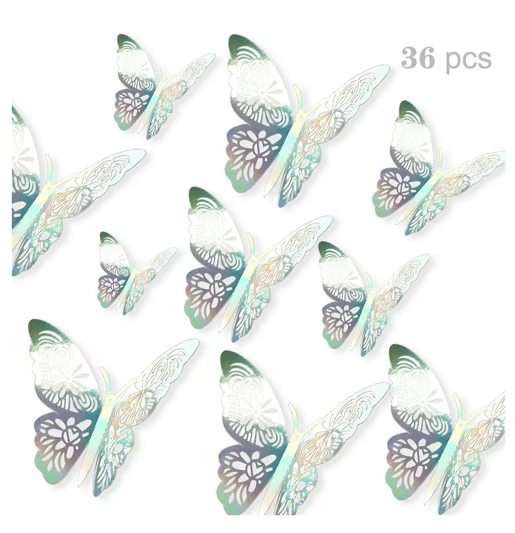 Foto 5 | Decoración Mariposas 3d Belug Pared Colores Metálicos Hueco Plata Laser