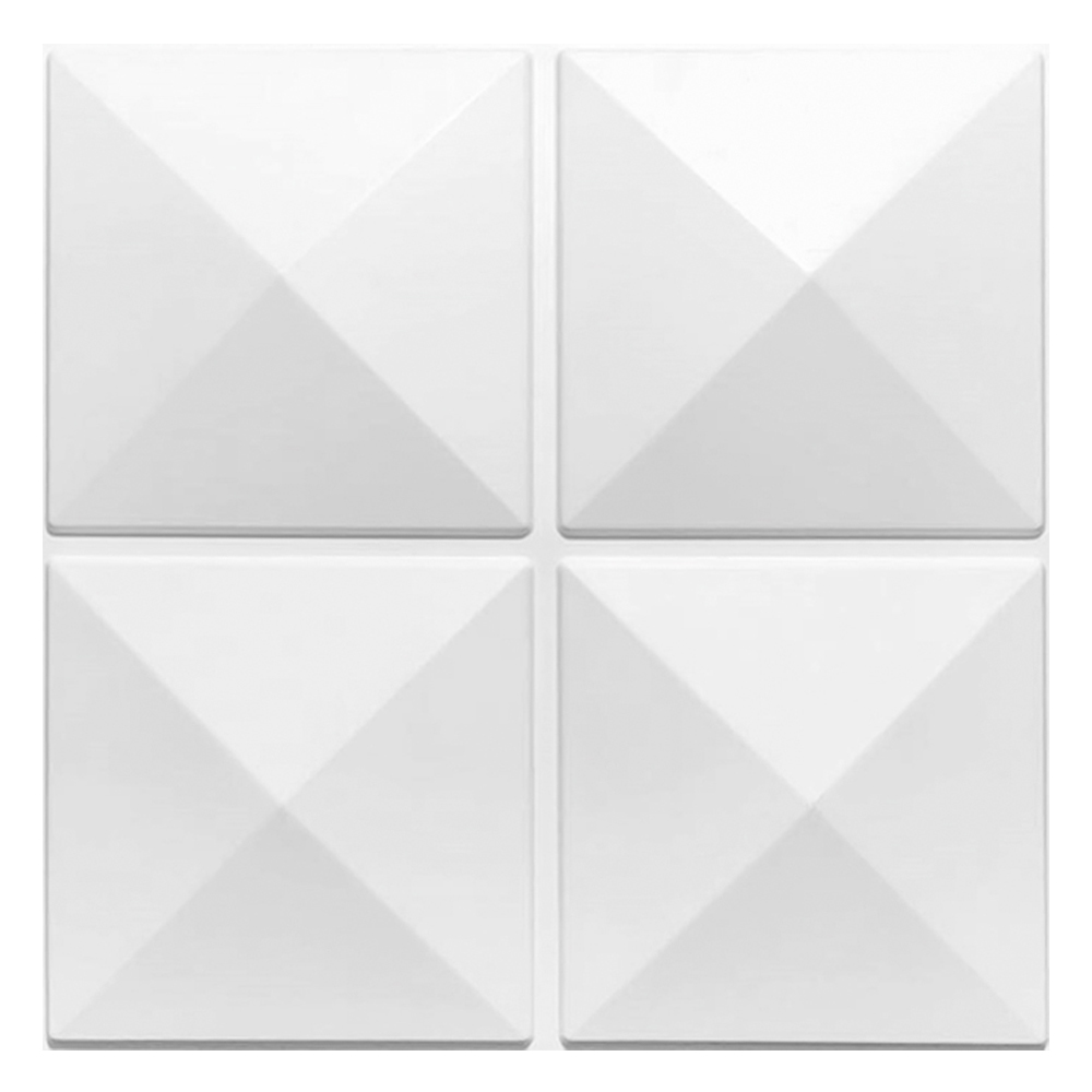 Panel Decorativo S020 Pirámide 3D color Blanco 10 Piezas