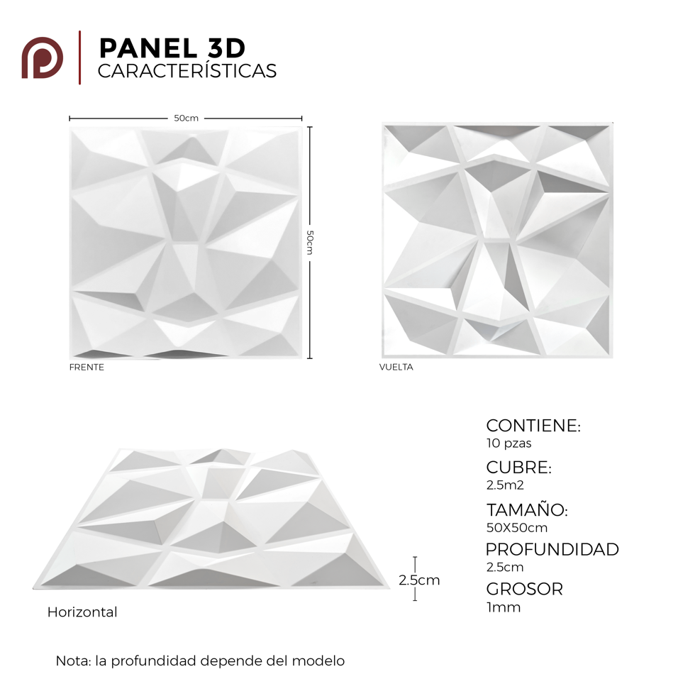 Foto 5 | Panel Decorativo S020 Pirámide 3D color Blanco 10 Piezas