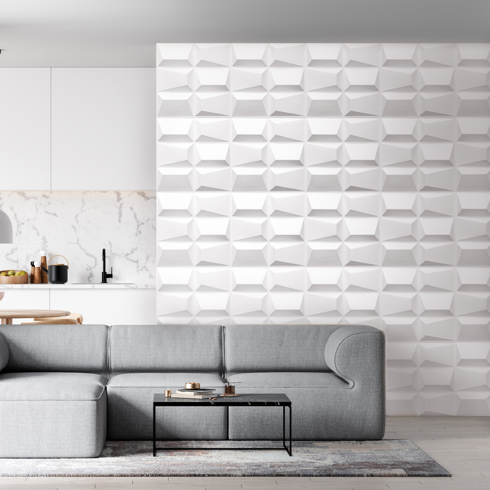 Foto 3 pulgar | Panel Decorativo 3D Trapecio S085 color Blanco 10 PZAS