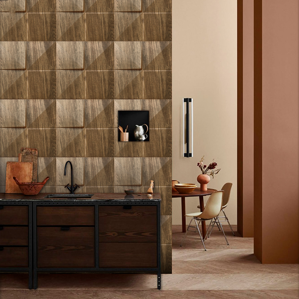 Foto 2 | Panel Decorativo 3D S040 Wood color Marrón 10 Piezas