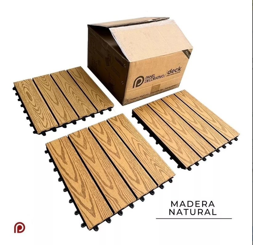 Foto 4 pulgar | Piso para Jardin PANEL DECORATIVO Madera natural Deck WPC Modular 30 X 30 CM
