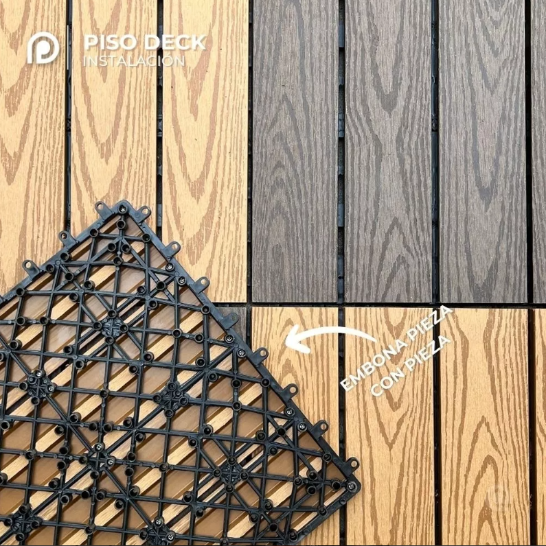 Foto 8 pulgar | Piso para Jardin PANEL DECORATIVO Madera natural Deck WPC Modular 30 X 30 CM