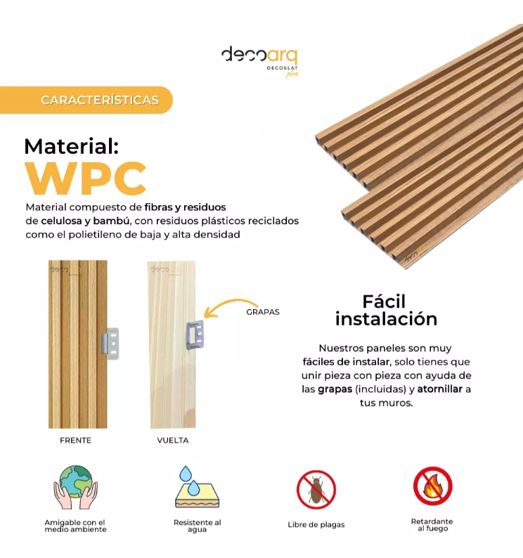 Foto 8 pulgar | Lambrin Plus Panel Decorativo WPC Tipo Madera para Muro Madera Roble Gris