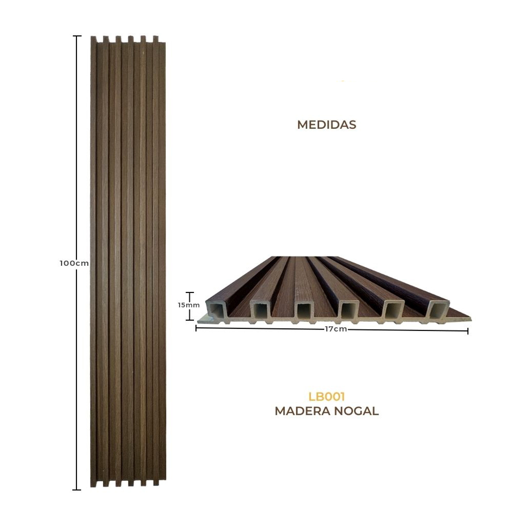 Foto 3 pulgar | Lambrin Plus Panel Decorativo WPC Tipo Madera para Muro Madera de Nogal