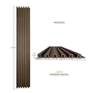 Foto 2 | Lambrin Plus Panel Decorativo WPC Tipo Madera para Muro Madera de Nogal