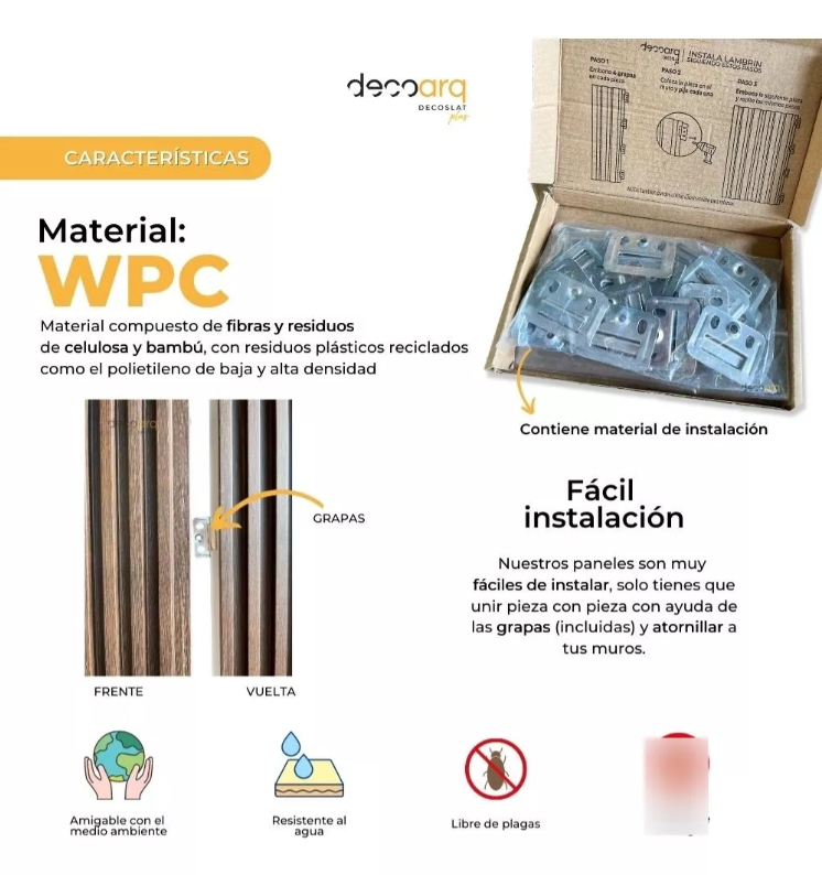 Foto 6 pulgar | Lambrin Plus Panel Decorativo WPC Tipo Madera para Muro Madera de Nogal