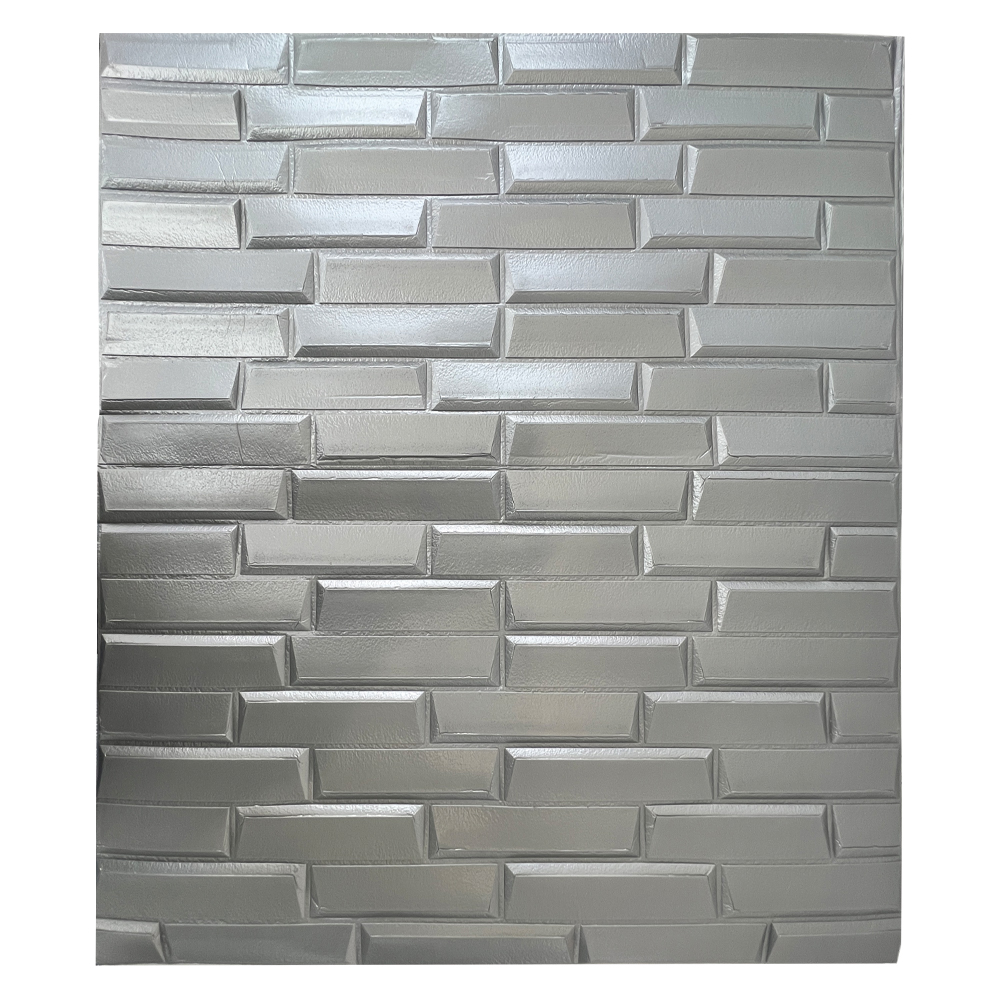 Panel Soft Decorativo Adhesivo para Muro 3D Block Plata